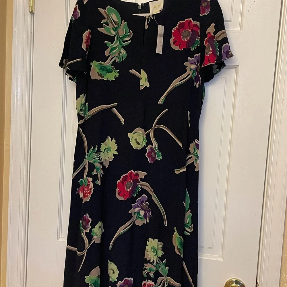 Anthropologie navy flower dress - Picture 2 of 6